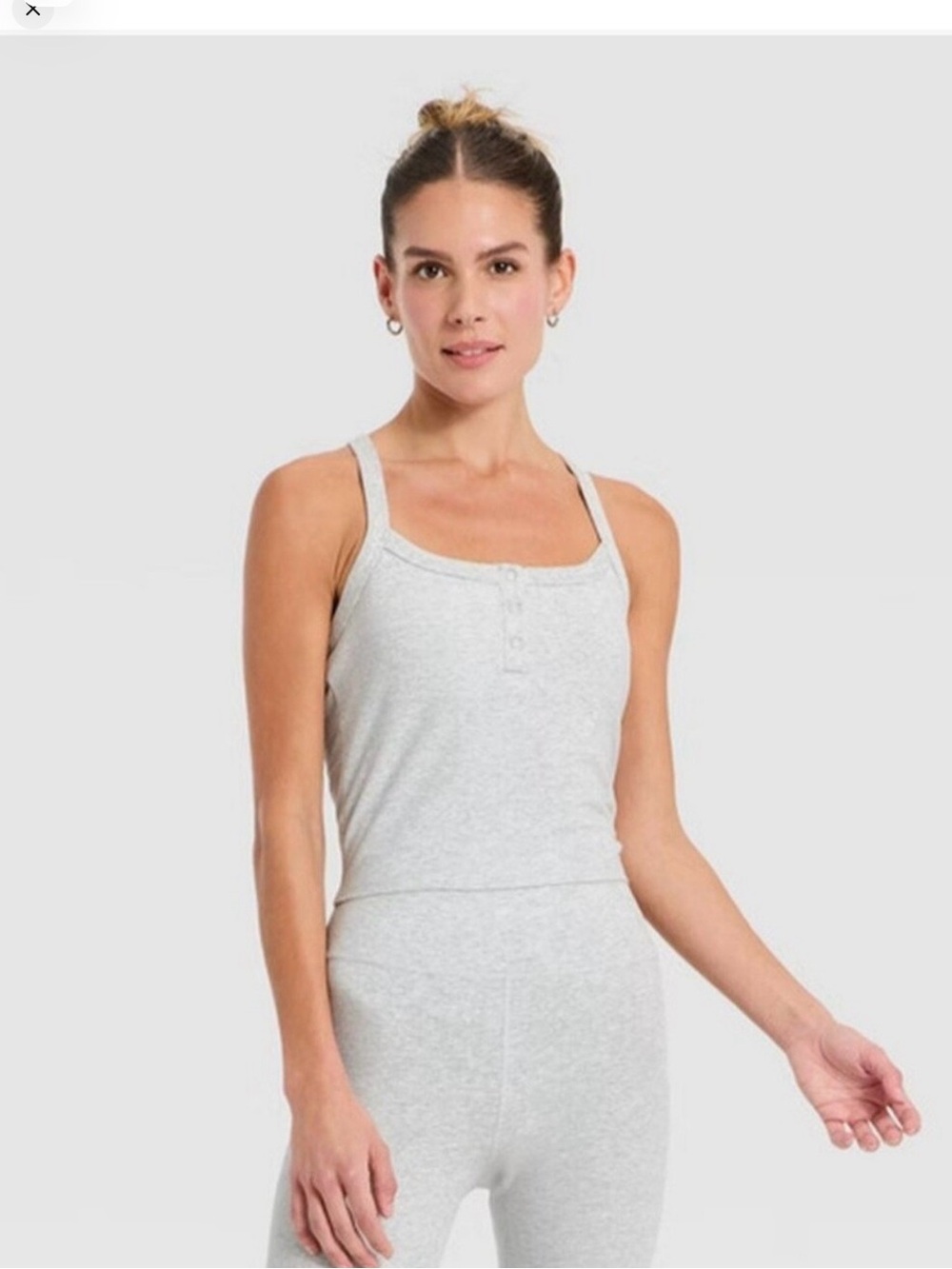 Light Gray Square-Neck Crop Tank